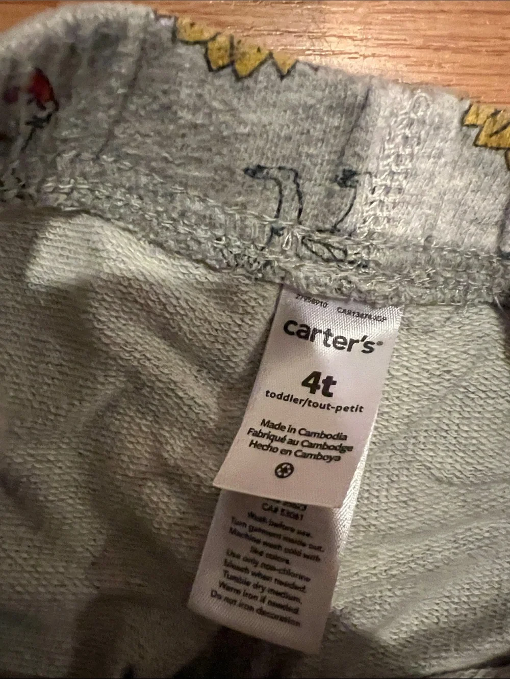 Carter's Heather Gray Dino Joggers with Multicolor Prints